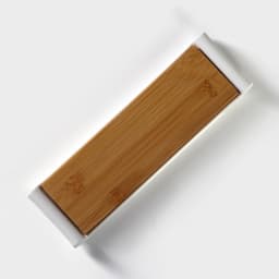 Блюдо для подачи BellaTenero, 29.5×9×2.3 см, с бамбуковой вставкой, фарфор, белое