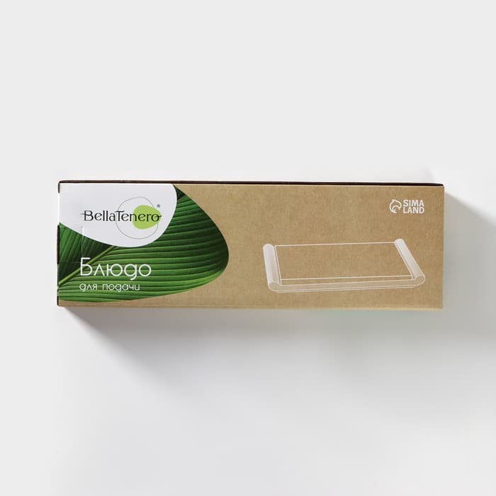 Блюдо для подачи BellaTenero, 29.5×9×2.3 см, с бамбуковой вставкой, фарфор, белое