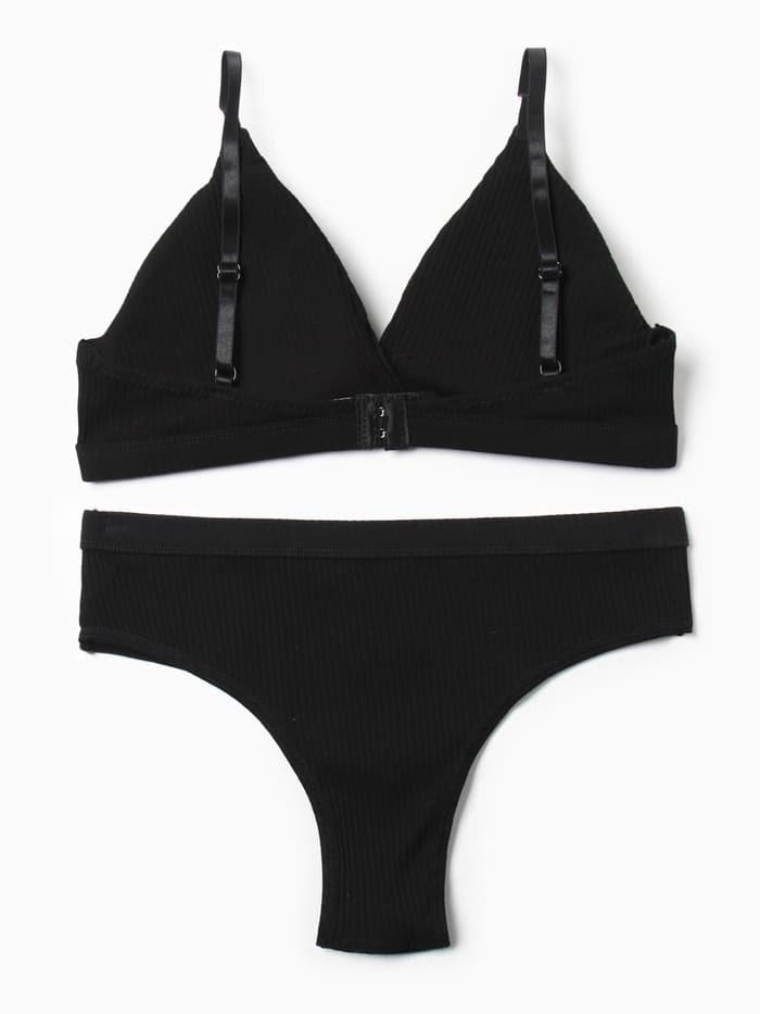 Комплект нижнего белья женский (топ, трусы) Collorista, чёрный, размер 46-48