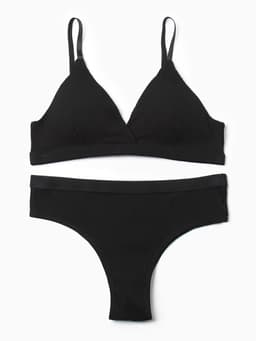 Комплект нижнего белья женский (топ, трусы) Collorista, чёрный, размер 46-48