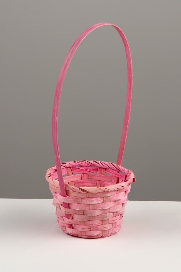 Корзина плетёная для хранения, 13×13×9.5 см, ручка h=21 см, бамбук, светло - розовая, Greengo