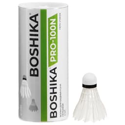 Набор воланов для бадминтона BOSHIKA PRO-100N, 3 шт., перо, 3 г, в тубе, белый