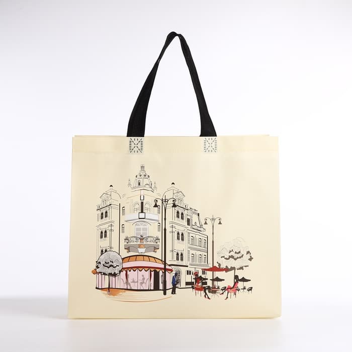 Сумка хозяйственная без застёжки, цвет бежевый