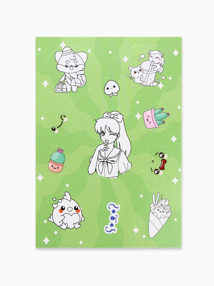 Наклейки детские, раскраска, 3 листа, А5 «Аниме»