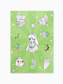 Наклейки детские, раскраска, 3 листа, А5 «Аниме»