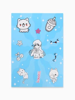 Наклейки детские, раскраска, 3 листа, А5 «Аниме»