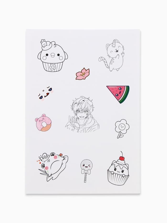 Наклейки детские, раскраска, 3 листа, А5 «Аниме»