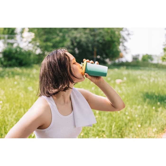 Стакан с крышкой и трубочкой, 350 мл, 9×9×13.5 см, бирюзовый