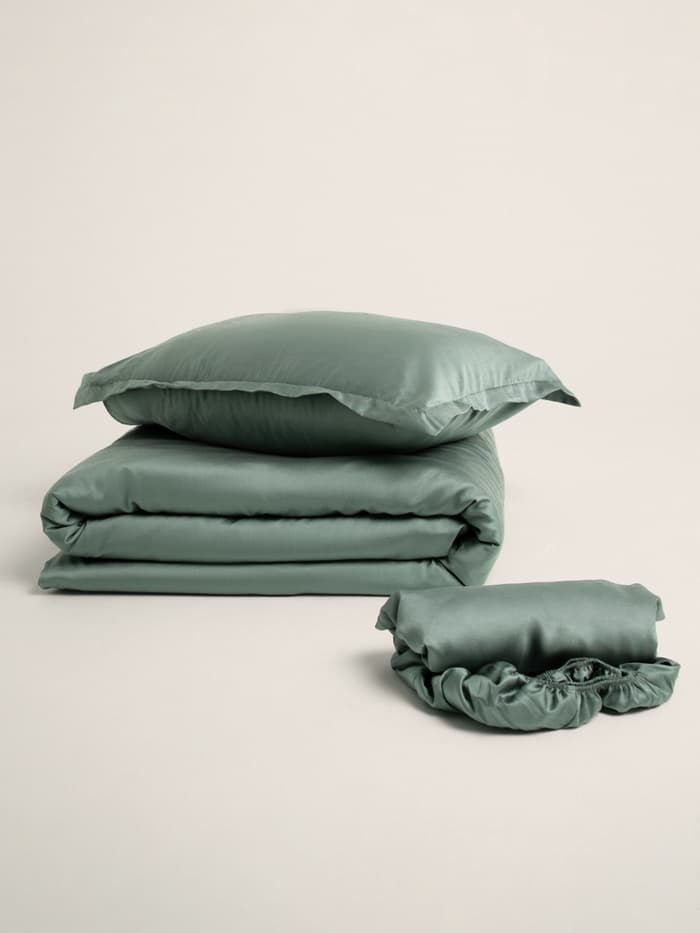 Простыня на резинке 1.5-спальная SL Home Tencel, 140×200+30 см, тенсель, оливковая
