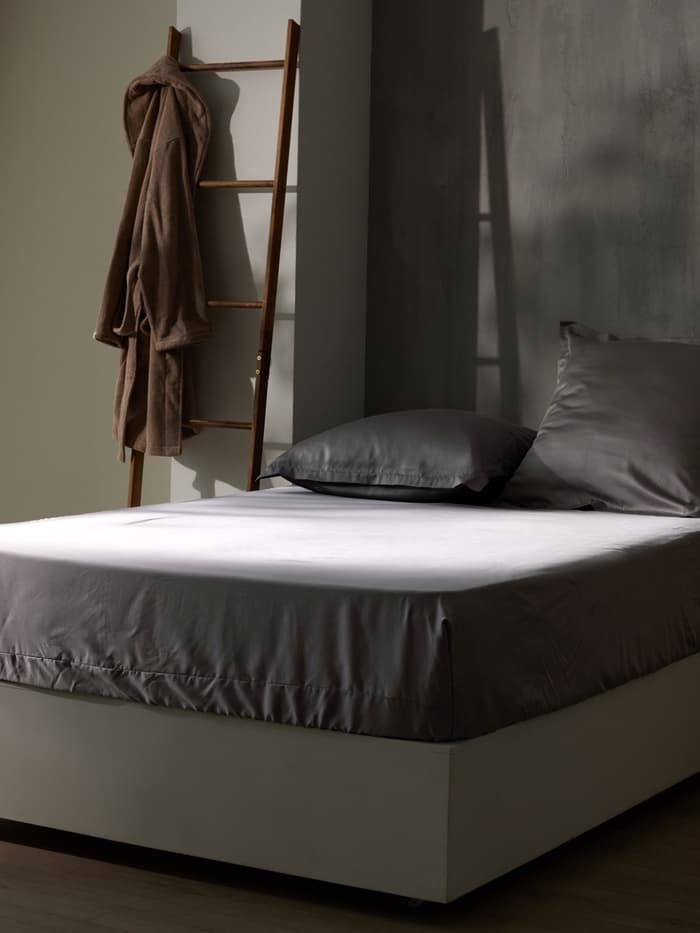 Простыня на резинке 1.5-спальная SL Home Tencel, 140×200+30 см, тенсель, серая