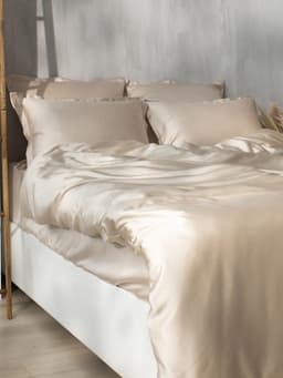 Простыня на резинке 2-спальная SL Home Tencel, 180×200+30 см, тенсель, бежевая