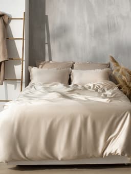 Простыня на резинке 2-спальная SL Home Tencel, 180×200+30 см, тенсель, бежевая