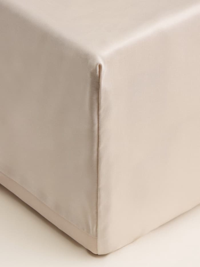 Простыня на резинке 2-спальная SL Home Tencel, 180×200+30 см, тенсель, бежевая