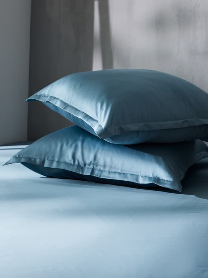 Простыня на резинке 1.5-спальная SL Home Tencel, 140×200+30 см, тенсель, серо-голубая