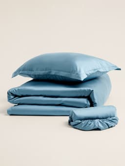 Простыня на резинке 1.5-спальная SL Home Tencel, 140×200+30 см, тенсель, серо-голубая