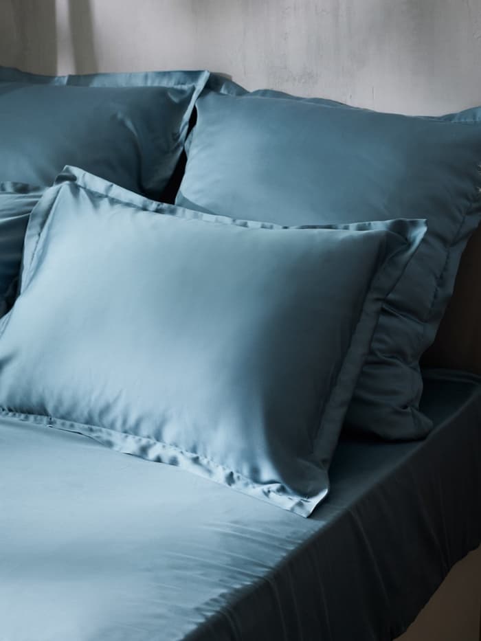 Простыня на резинке 1.5-спальная SL Home Tencel, 160×200+30 см, тенсель, серо-голубая