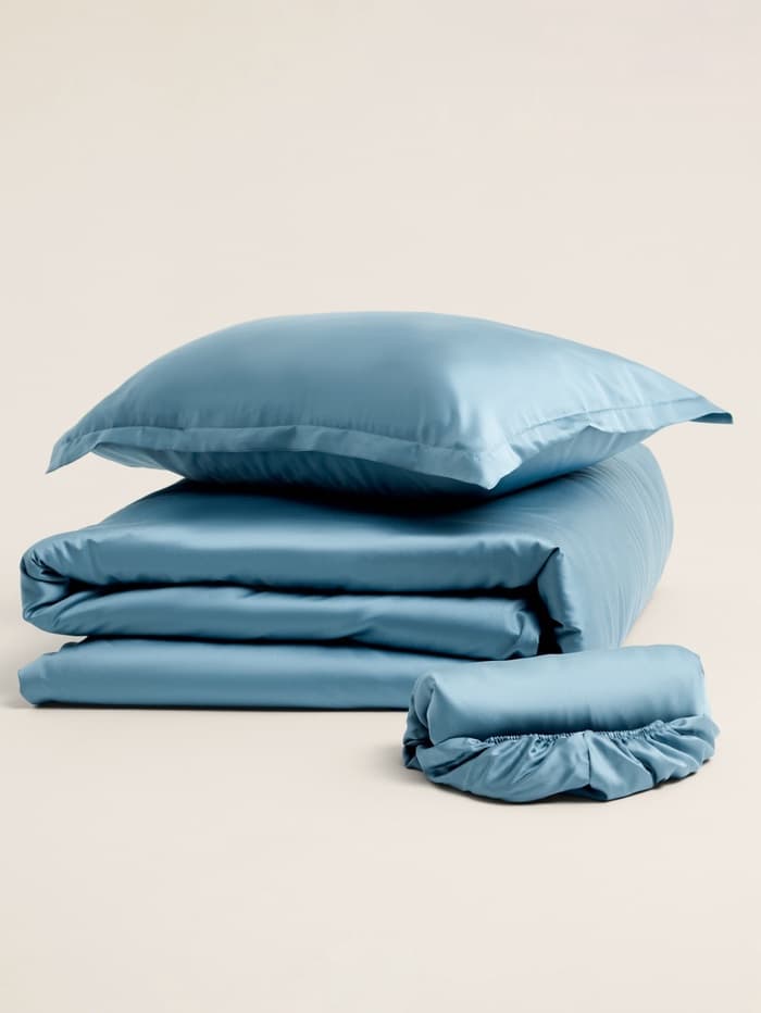 Наволочка SL Home Tencel, 70×70+3 см, тенсель, эвкалиптовое волокно 100%, серо-голубая