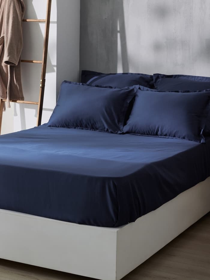 Простыня на резинке 1.5-спальная SL Home Tencel, 140×200+30 см, тенсель, синяя