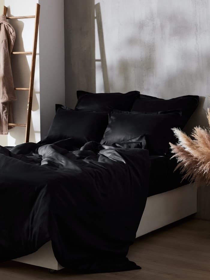 Пододеяльник 2-спальный SL Home Tencel, 180×220 см, тенсель, чёрный