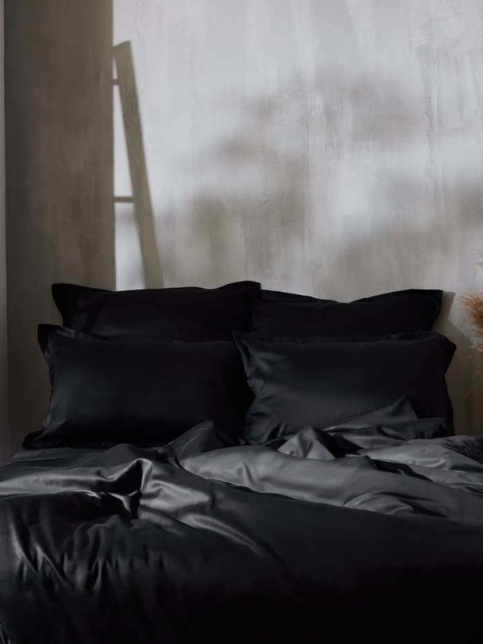 Простыня на резинке 1.5-спальная SL Home Tencel, 140×200+30 см, тенсель, чёрная