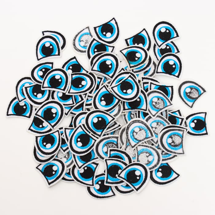Термонаклейка «Глаза»: правый и левый, 3 × 3 см, овальный, цвет голубой, 100 шт.