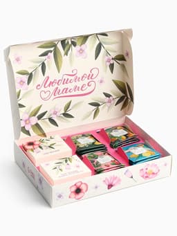 Чай подарочный «Любимой мамочке», весовой чай 40 г (2 шт. × 20 г)., чай в пакетиках 21.6 (12 шт. × 1.8 г).