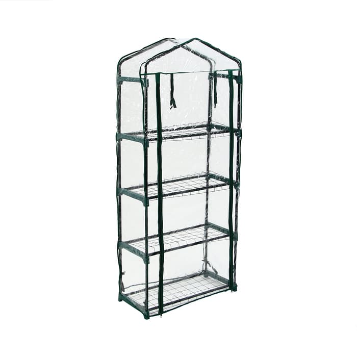 Парник-стеллаж, 4 полки, 160×70×30 см, металлический каркас d=16 мм, чехол плёнка 80 мкм, Greengo