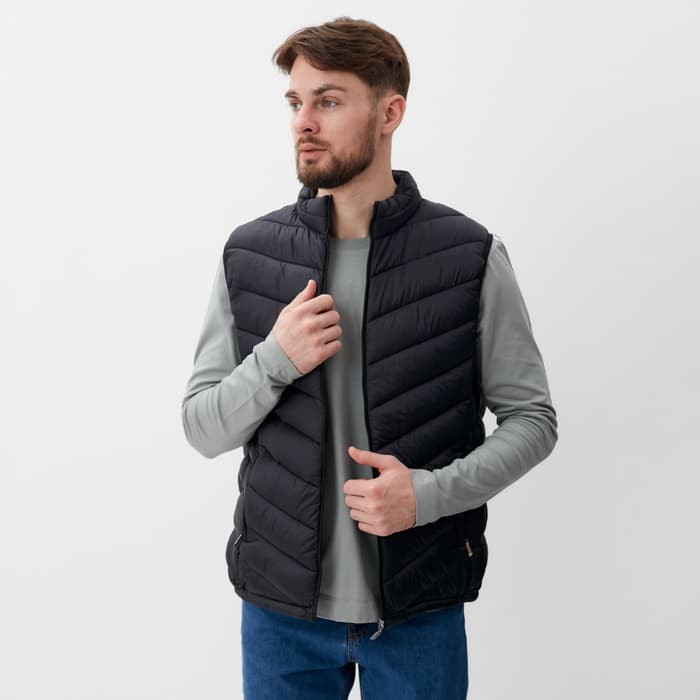 Жилет мужской на молнии MIST, размер 48, чёрный