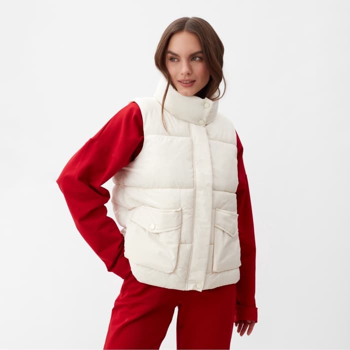 Жилет женский с воротником MIST, размер 42, молочная