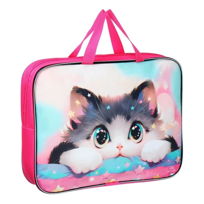 Папка для труда, А4, текстильная, 35×27×7 см «Котик корея»