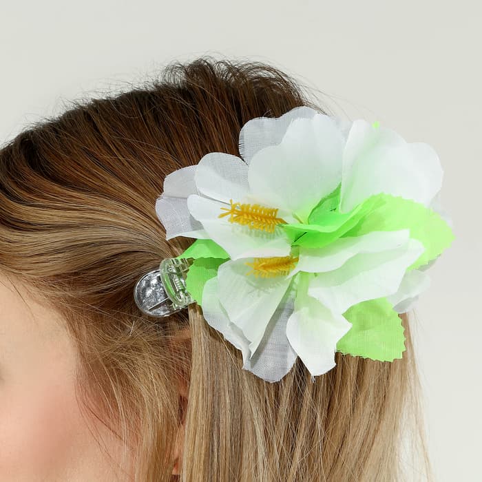 Гавайский костюм «Тропики»: юбка, зажим, венок, цвет белый