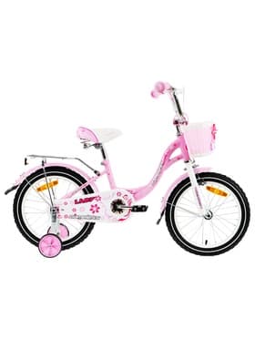 Велосипед детский Nameless LADY, диаметр колёс 16", со съёмными колёсами, с корзиной, розовый