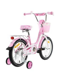 Велосипед детский Nameless LADY, диаметр колёс 16", со съёмными колёсами, с корзиной, розовый