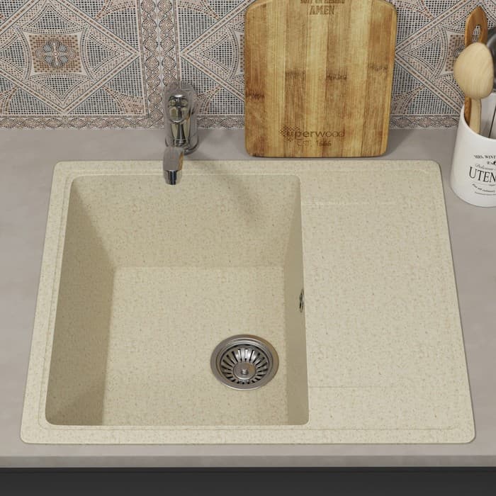 Мойка кухонная из камня Uperwood ECON UPD-201, 002, прямоугольная, цвет 002 бежевая матовая