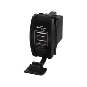 Зарядное устройство, 12-24 В, 2 USB, 3.1 А, чёрный, пластик