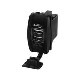 Зарядное устройство, 12-24 В, 2 USB, 3.1 А, чёрный, пластик