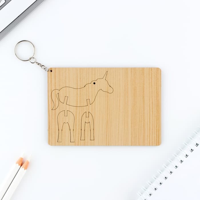 Брелок для ключей деревянный конструктор «Единорог», 7×6.6 см