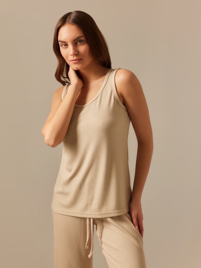 Майка домашняя женская SL HOME Soft Home, размер 46 (L), бежевая