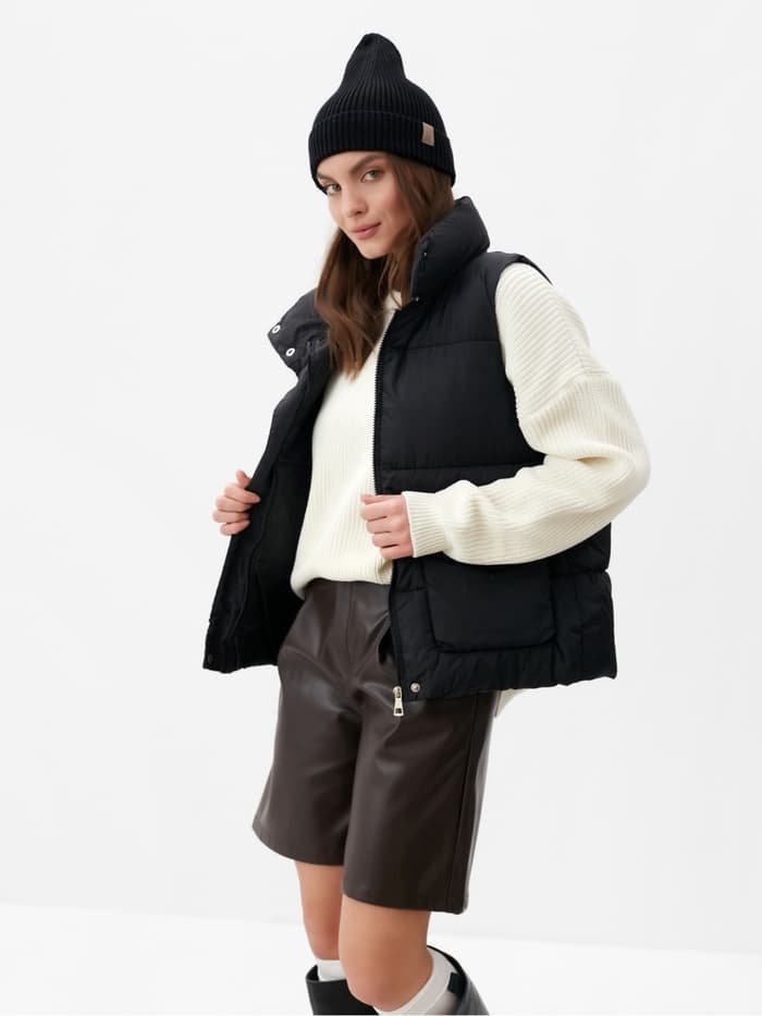 Жилет женский с воротником MIST, размер 42, чёрный