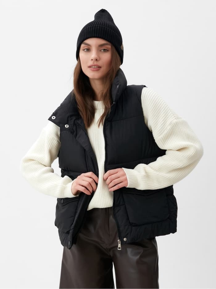 Жилет женский с воротником MIST, размер 44, чёрный