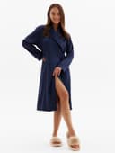 Халат домашний женский с запахом MINAKU: Home collection, тёмно-синий, размер 42