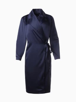 Халат домашний женский с запахом MINAKU: Home collection, тёмно-синий, размер 44