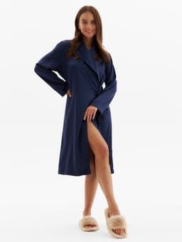 Халат домашний женский с запахом MINAKU: Home collection, тёмно-синий, размер 50