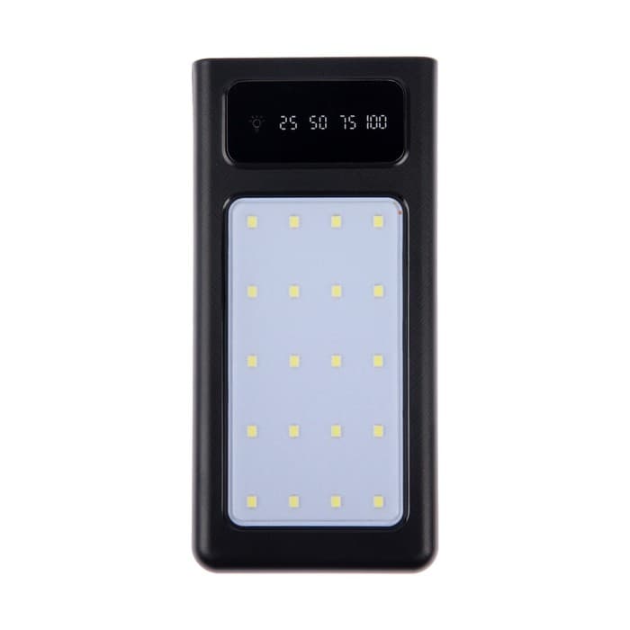 Внешний аккумулятор 485, 10000 мАч, кабели Type-C/Lightning/MicroUSB, фонарь, чёрный