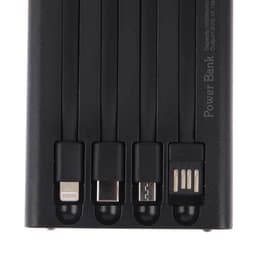Внешний аккумулятор 485, 10000 мАч, кабели Type-C/Lightning/MicroUSB, фонарь, чёрный