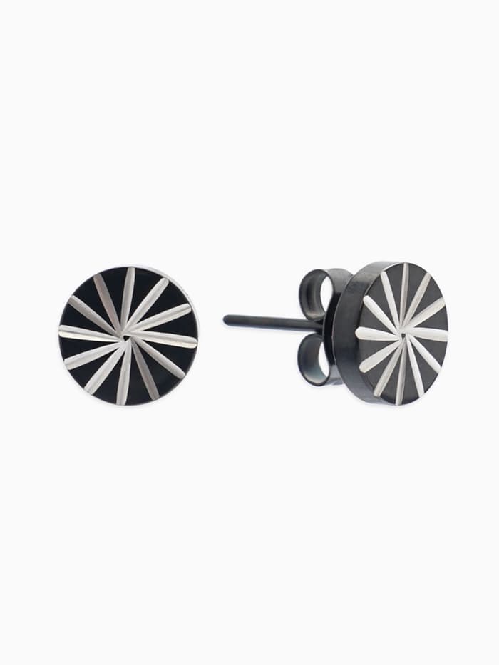 Серьги металл «Пусеты» стальные, грани, цвет чёрный