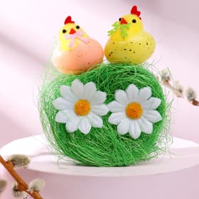 Декор пасхальный «Фигурка цыплят на сене», 2×11×11 см