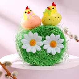 Декор пасхальный «Фигурка цыплят на сене», 2×11×11 см