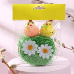 Декор пасхальный «Фигурка цыплят на сене», 2×11×11 см