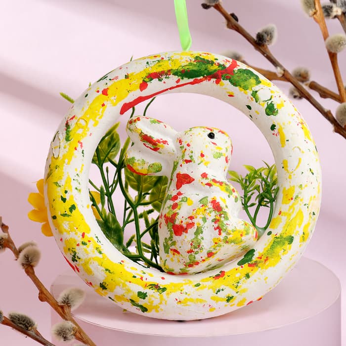 Пасхальный декор «Зайчик в траве» 5×15×15 см